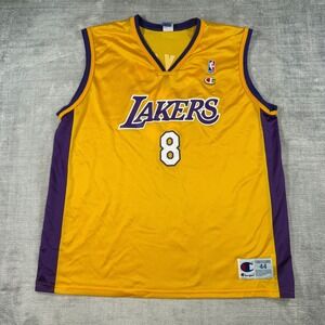 Vintage Lakers Jersey Mens Large 44 Yellow Kobe Bryant 8 Champion NBA Basketball